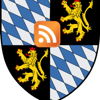Wappen der Kurpfalz mit einem RSS-Feed-Logo darin