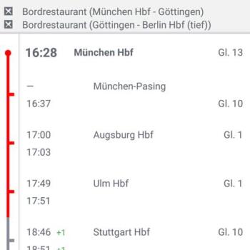 Zugfahrplan vonn München nach Heidelberg.