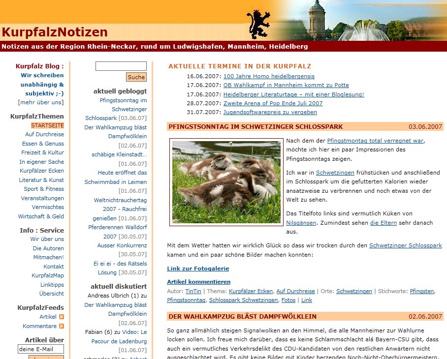 Bildschirmfoto der Kurpfalznotizen