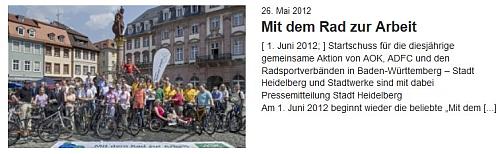 Auf dem Marktplatz vor dem Rathaus Heidelberg stehen etwa dreißig Personen mit ihren Fahrrädern. In der Mitte steht Oberbürgermeister Würzner.