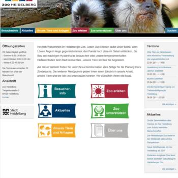 Bildschirmfoto der neuen Website des Zoo Heidelberg