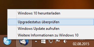 Optionen bei rechter Maustaste auf Windows 10 Symbol