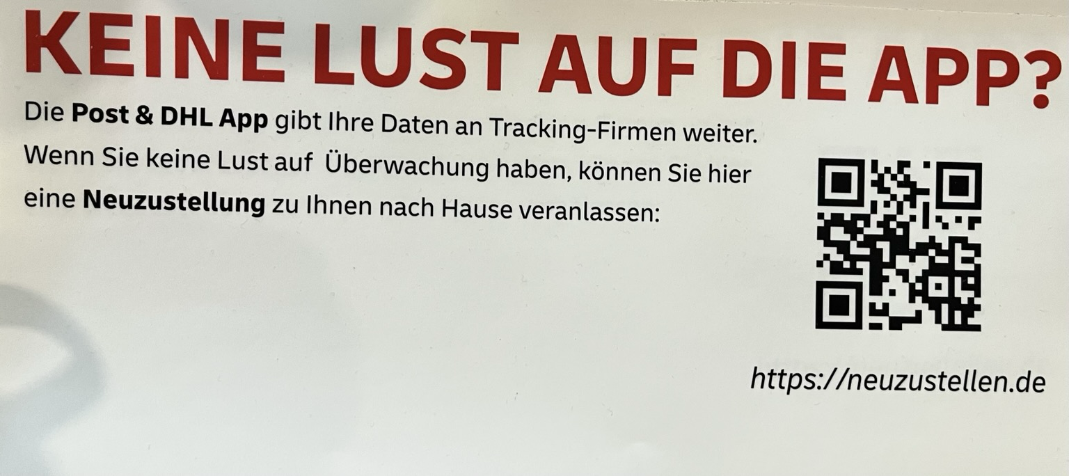Keine Lust auf die DHL App mit Überwachung und Tracking?